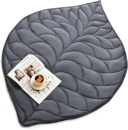 Soft Weighted Lap Blanket 5lbs Velvet Gray Travel Stress Relief Leaf Design