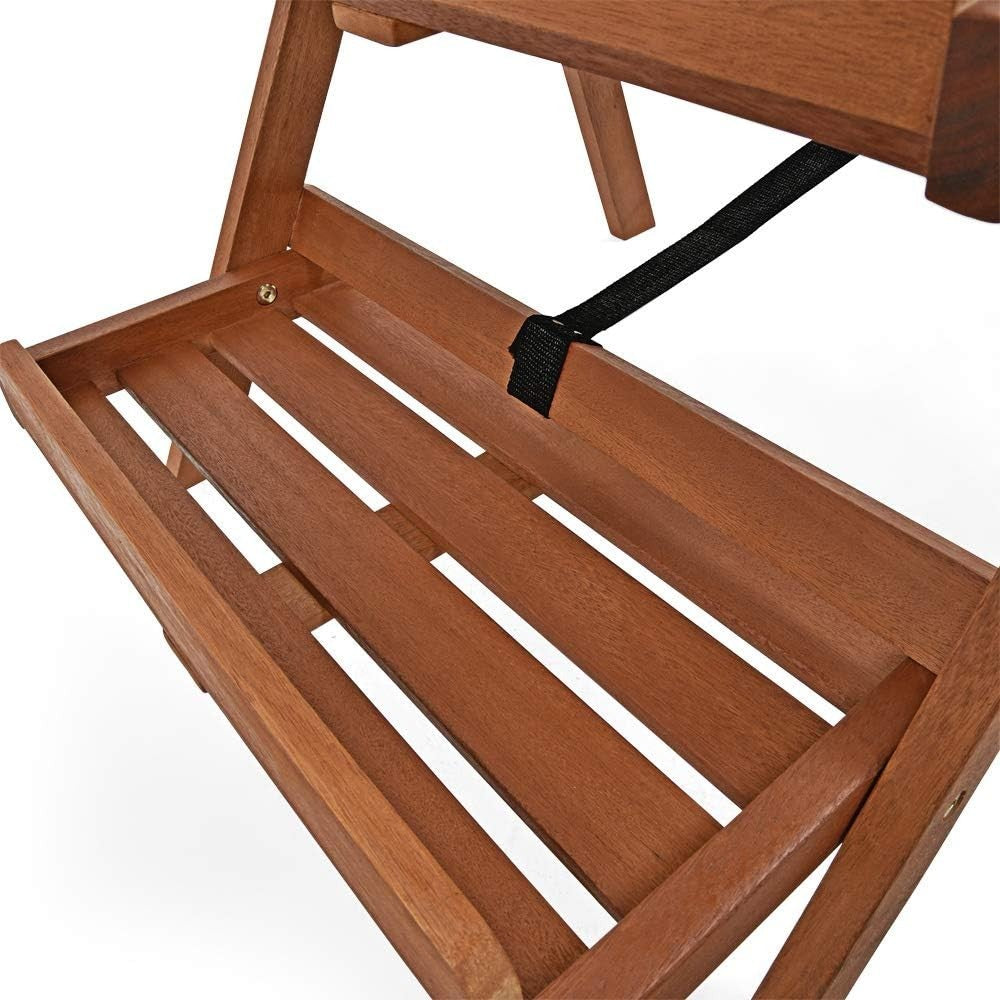 3-Tier Folding Wooden Plant Stand Indoor Outdoor Acacia Ladder Shelf Rack