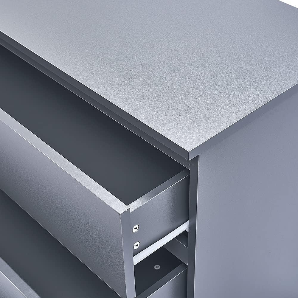 Grey 4 Drawer Chest Modern Bedroom Storage Unit Cabinet with Metal Runners