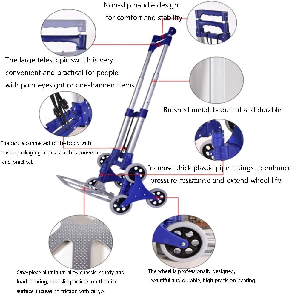 Aluminium Stair Climbing Hand Truck Folding 6 Wheel All Terrain Trolley