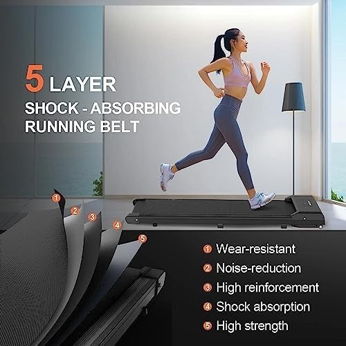 Under Desk Walking Pad Treadmill 1-10km/h 2.5HP LED Shock Absorption