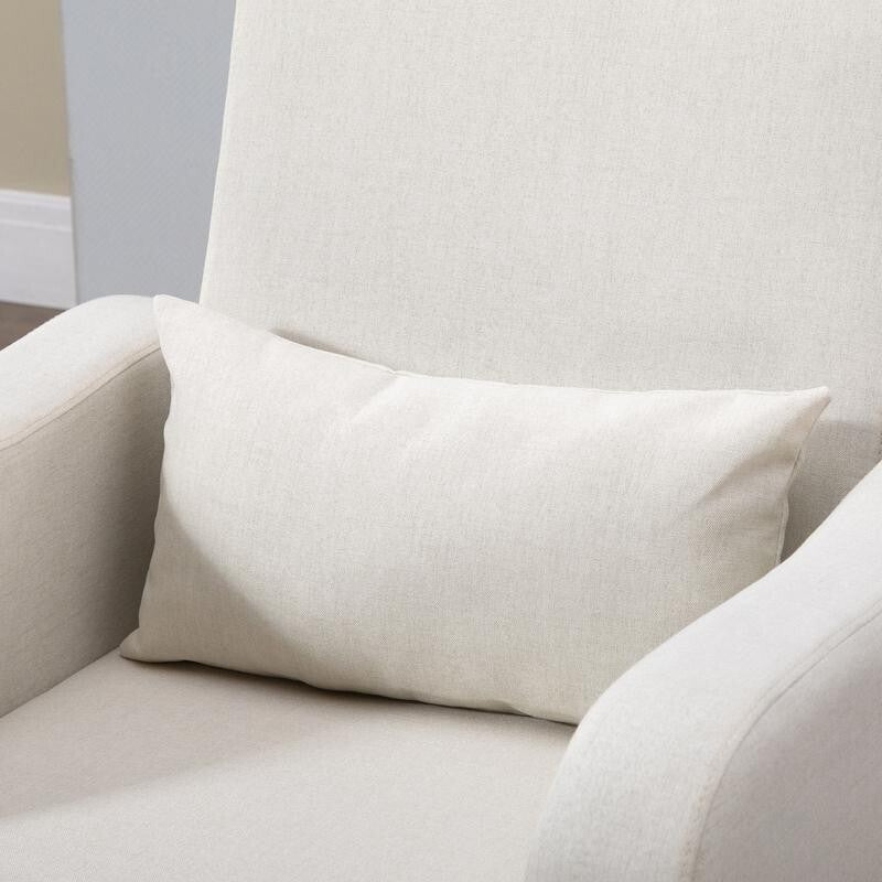 Cream Linen Accent Armchair Wooden Legs Lounge Chair Padded Seat Home Sofa