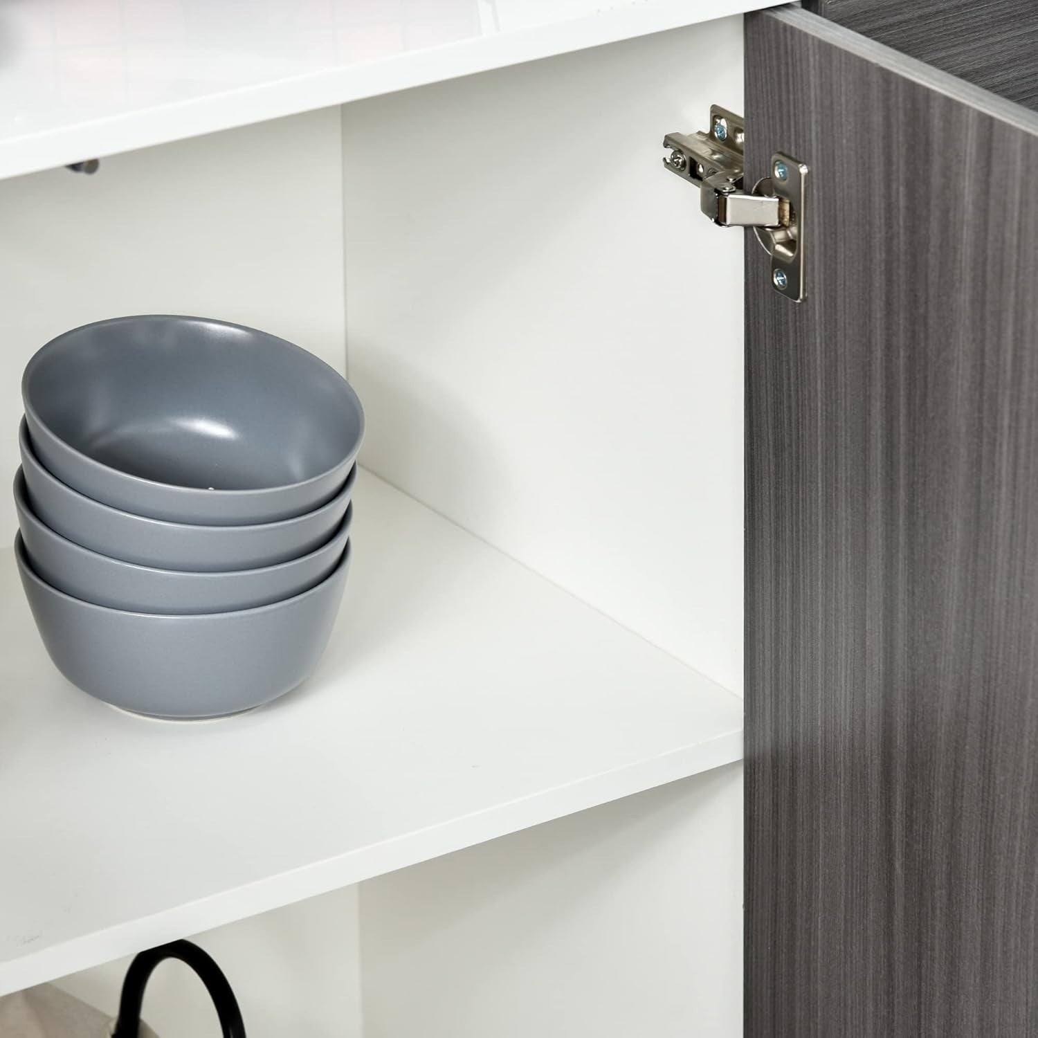 High Gloss Sideboard with Push-Open Drawers, 3 Doors, Modern Storage Unit