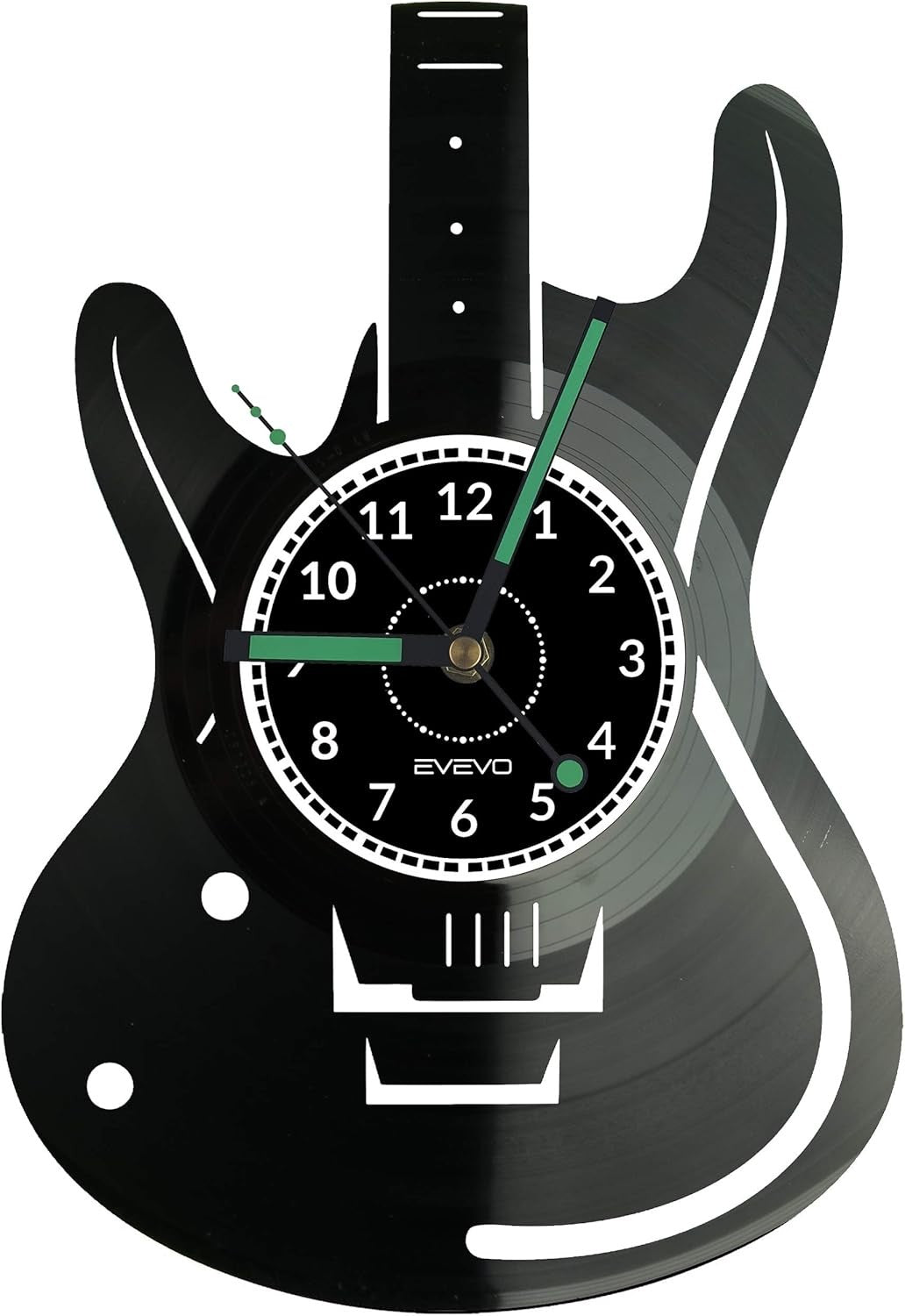 Guitar Wall Clock – Silent Non-Ticking Vinyl Record Style Music Room Decor
