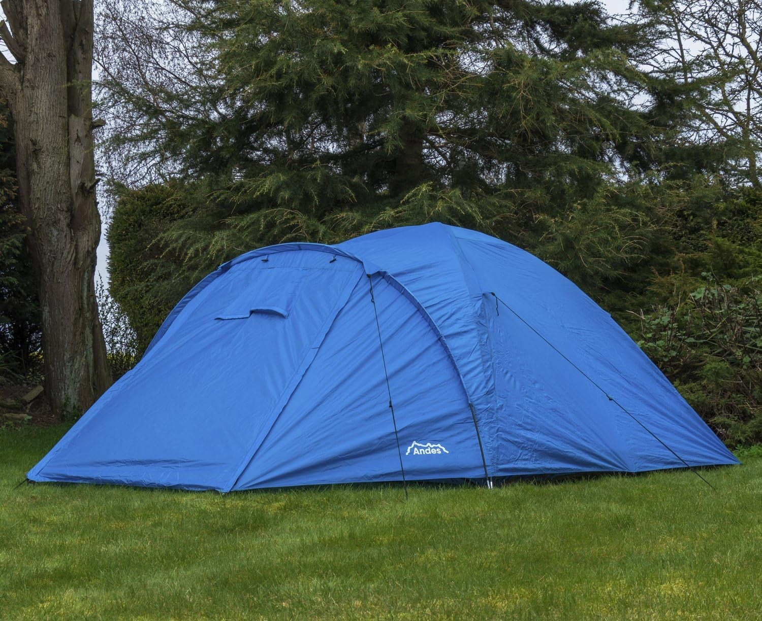 Blue 4-Person Camping Tent – Double Skin Dome Tent Festival Tent