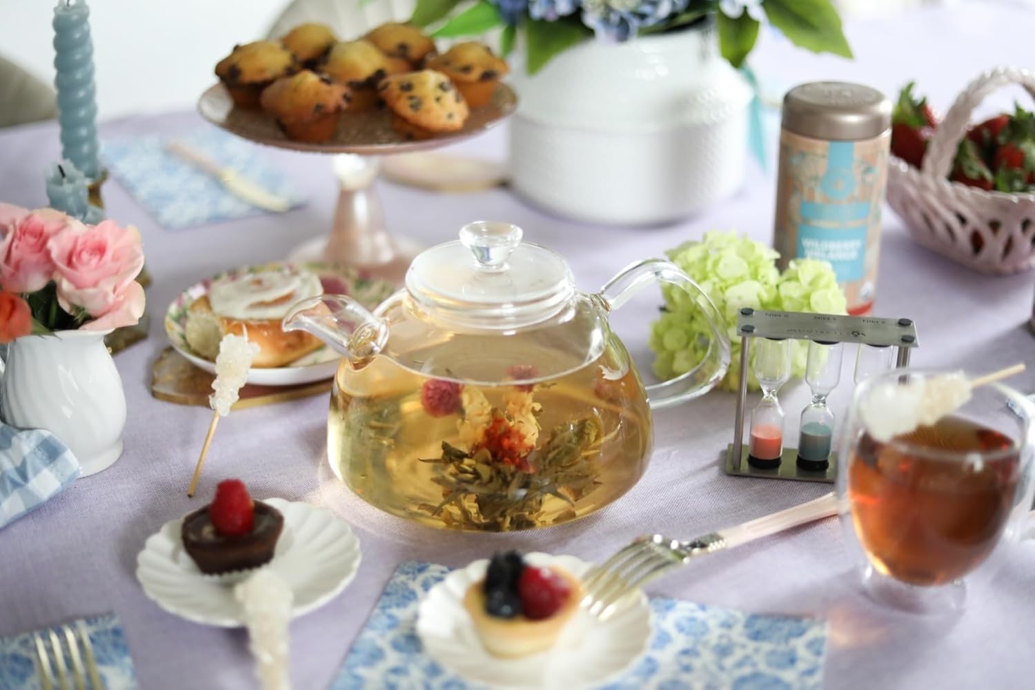 40oz Glass Teapot with Glass Infuser Stovetop Safe Loose Leaf Tea