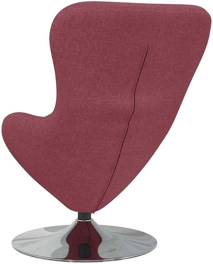 Modern Swivel Egg Chair Wine Red Fabric Luxury Lounge Seat Indoor Comfort