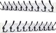 Set of 2 White Wooden Wall Coat Racks | Heavy Duty 10 Hook Rustic Organizer 38"