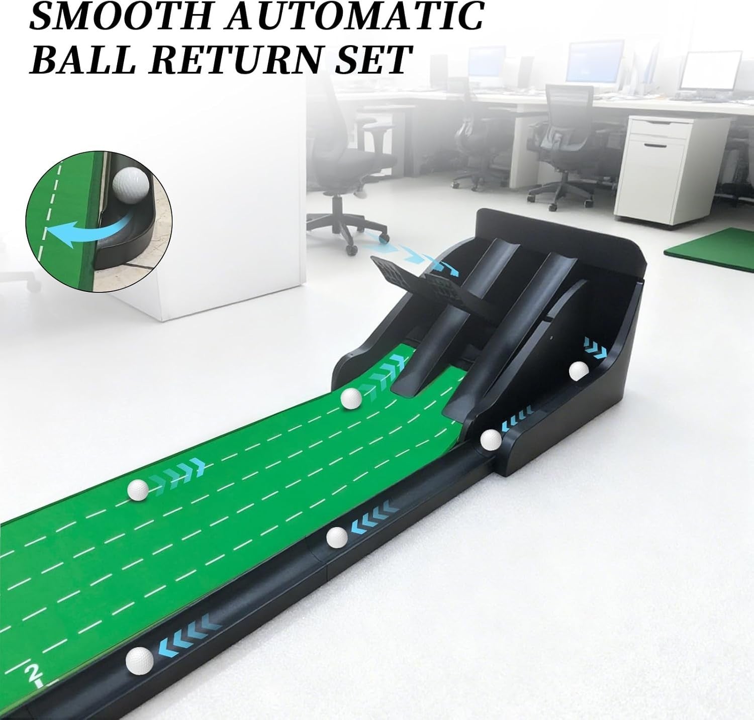 Golf Putting Mat Automatic Ball Return Indoor Outdoor 9ft Practice Trainer