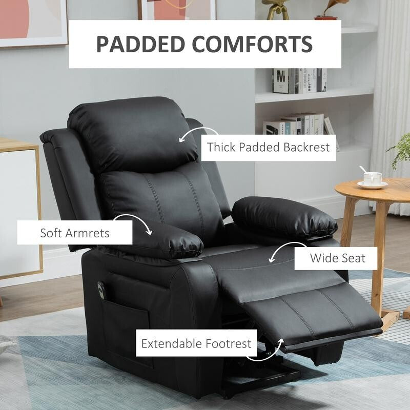 Electric Recliner Lift Chair – PU Leather Power Armchair w/ Remote & Storage