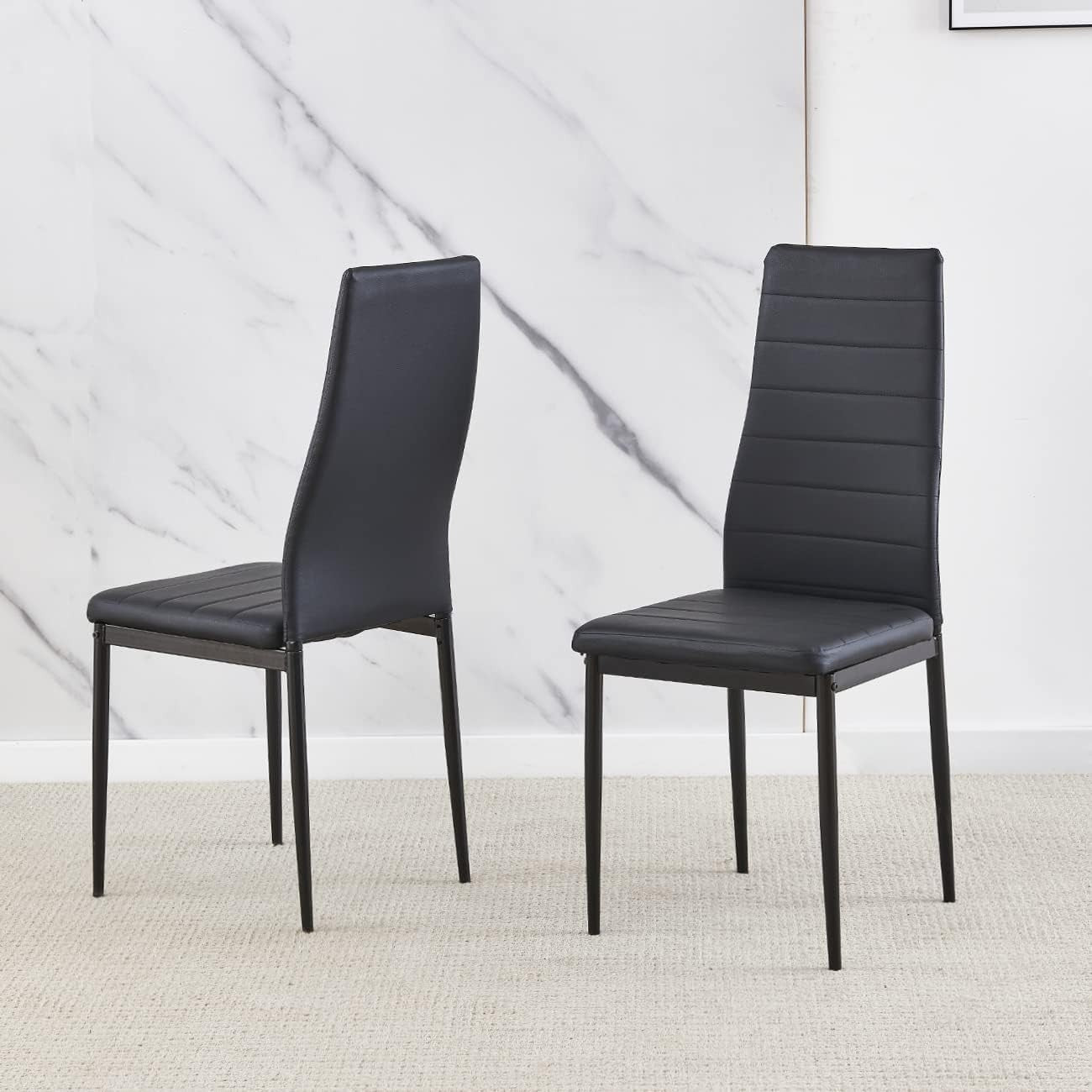 White Dining Table Set 2 Faux Leather Chairs Space Saving 110cm
