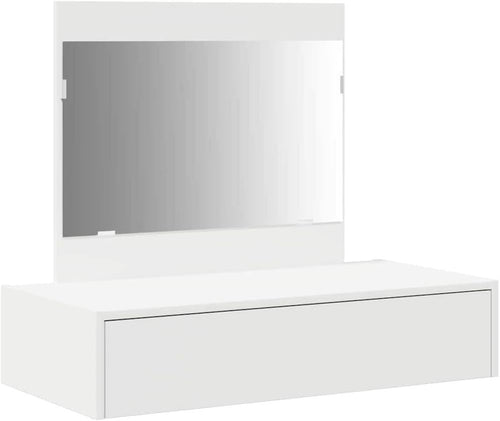 White Modern Dressing Table Vanity Makeup Desk w/ Drawer Mirror Storage 83 x 40