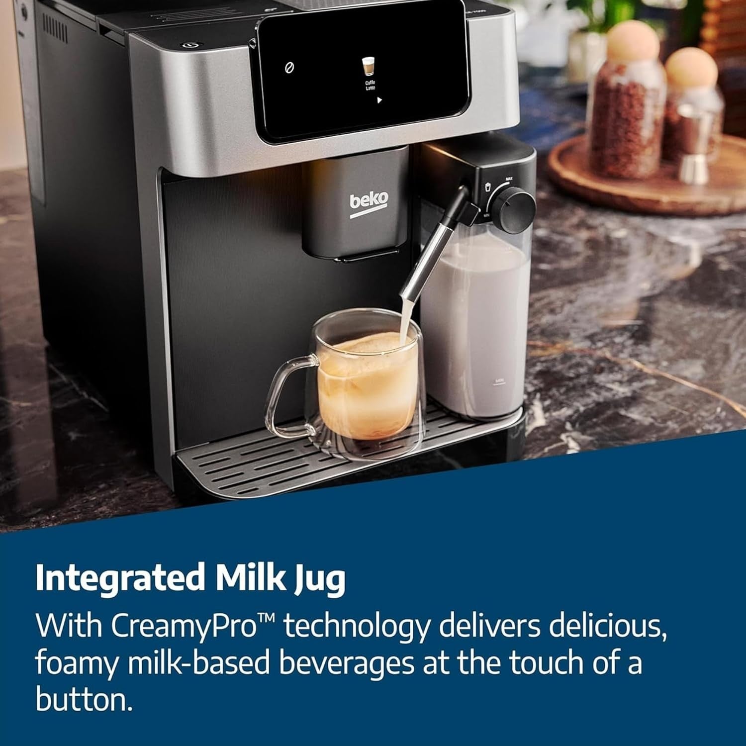 Automatic Bean-to-Cup Coffee Machine | Touch Display | Milk System | 19 Bar | 2L