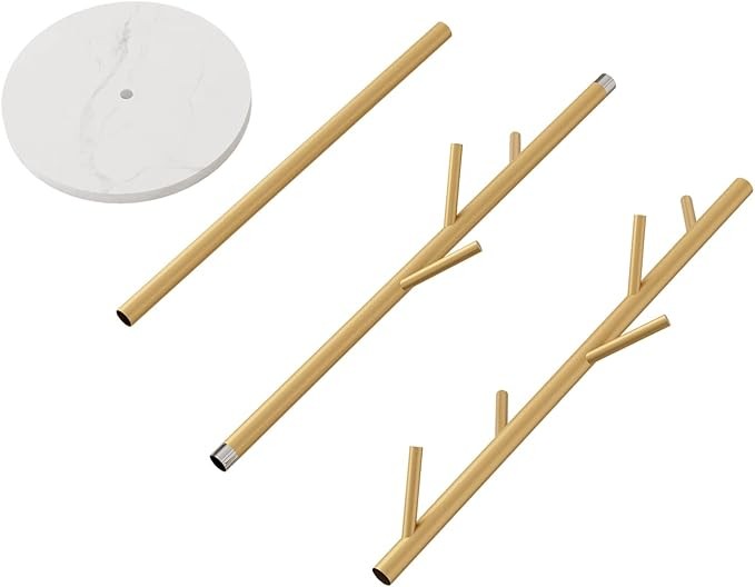 Gold Metal Coat Rack with Marble Base | Freestanding Hall Tree for Coats, Hats