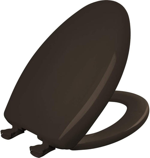 Espresso Brown Elongated Toilet Seat Soft Close Durable Plastic
