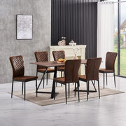 6 Seater Oak Dining Table & Suede Chairs Set | Modern Kitchen Furniture