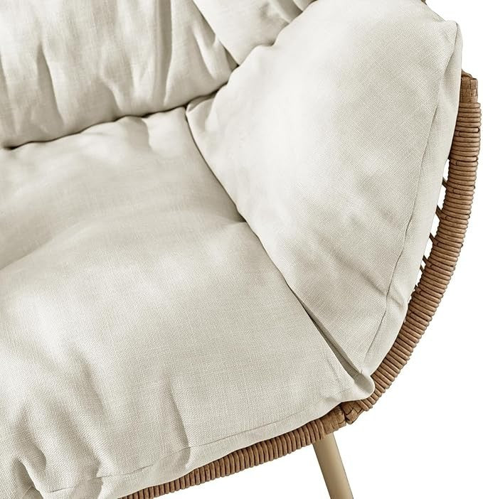 Double Egg Chair for 2 with Cushions – Indoor Outdoor Rattan Snug Seat Boho