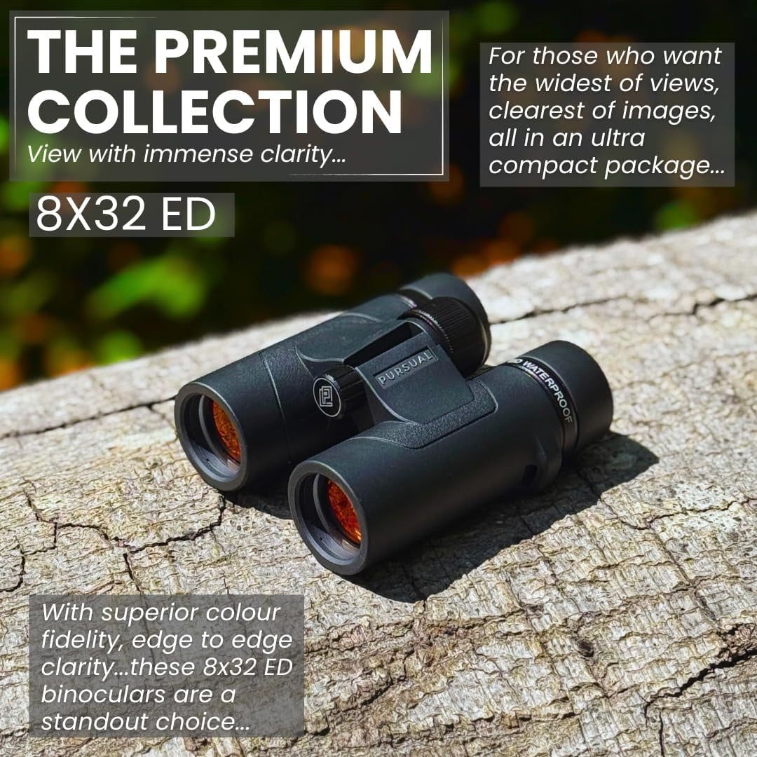 8x32 ED Compact Waterproof Binoculars High Power HD Optics for Hiking Bird Watch