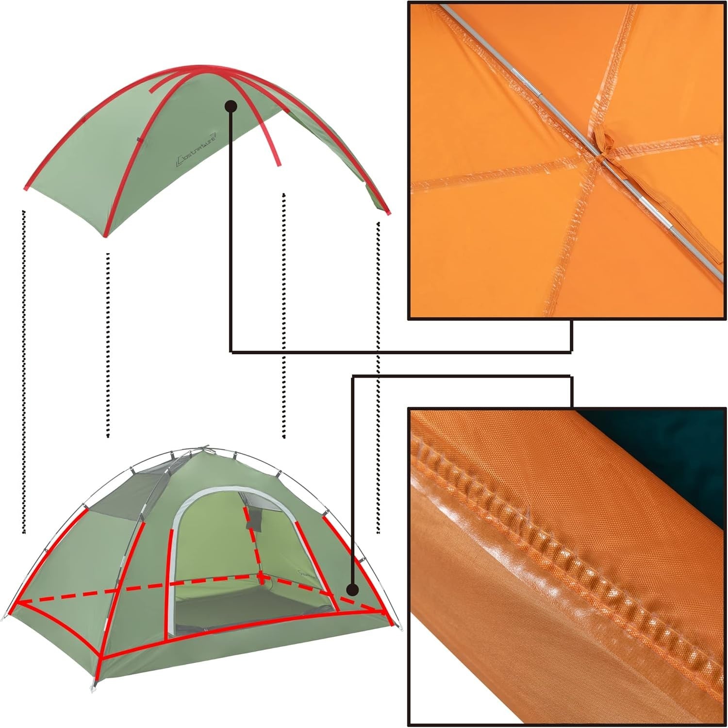 Clostnature 2-Person Waterproof Camping Tent Lightweight Dome