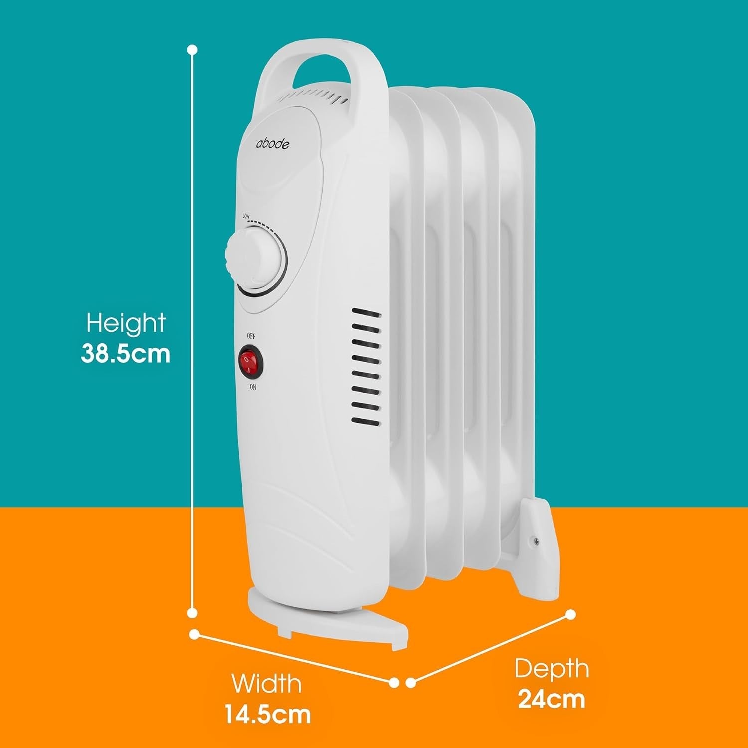 650W Oil Filled Radiator Heater 5 Fin Portable Electric Thermostat