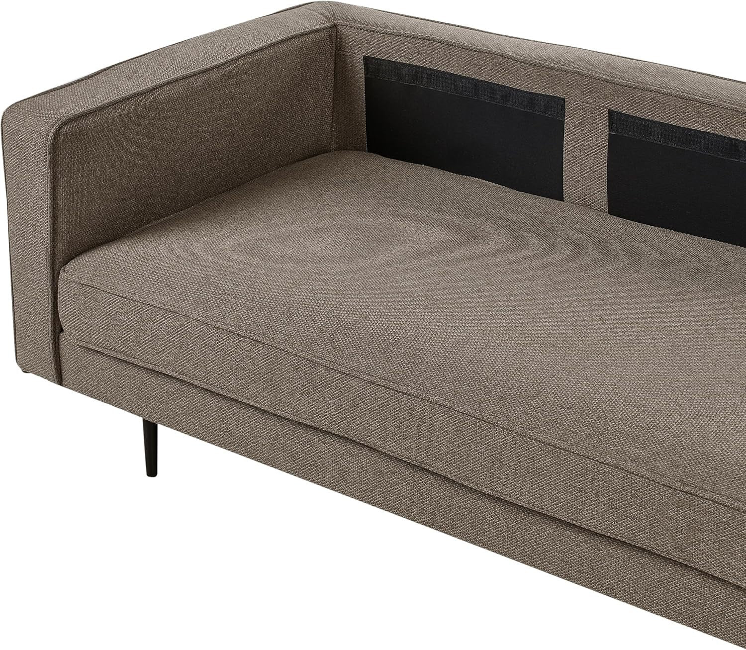 Brown Chaise Lounge Sofa Left-Hand | Bolster Cushion Modern Metal Legs