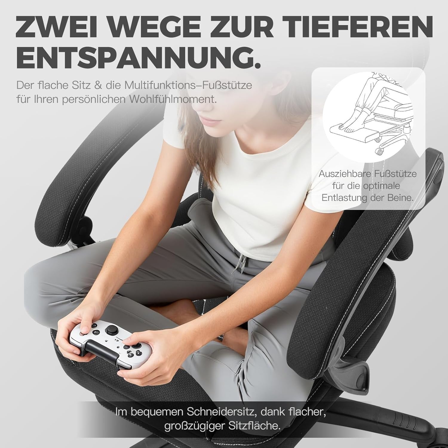 Massage Gaming Chair Fabric Recliner w/ Footrest 150kg Pocket