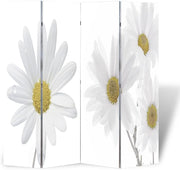 Double-Sided Floral Room Divider Solid Wood Folding Screen 160x170cm Privacy Pan