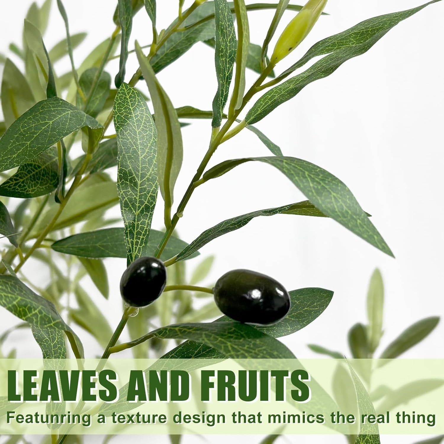 5ft Artificial Olive Tree 150cm, Lifelike Leaves & Fruits, Tall Faux Plant Decor