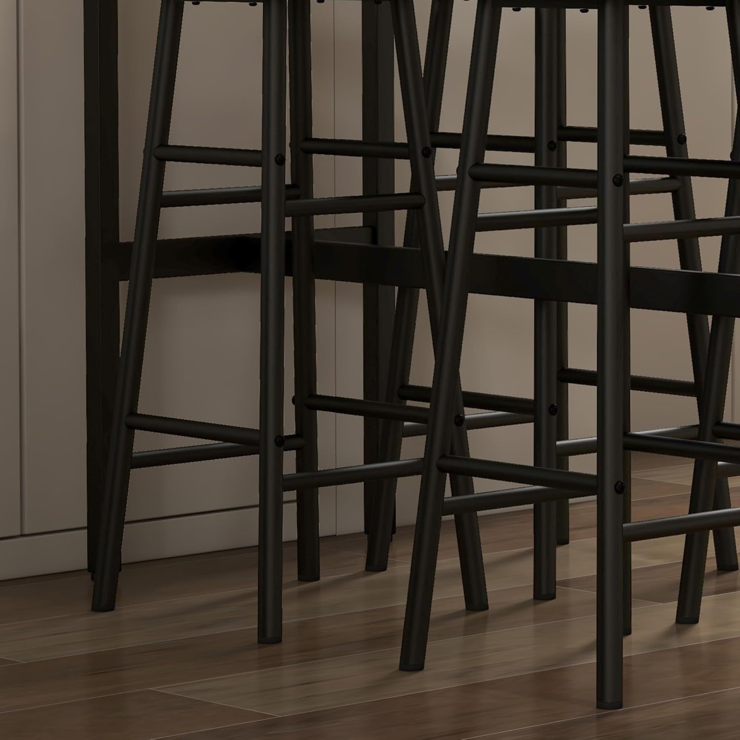 5-Piece Bar Table Set with 4 Stools, Rustic Brown Space-Saving Dining Set
