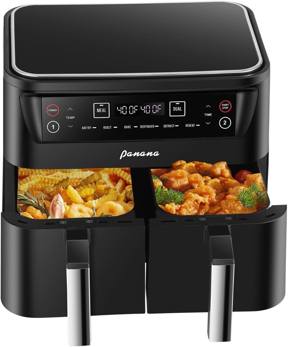 Dual Basket Air Fryer 8L 2460W Oil Free 6 Presets Sync Meal Mode