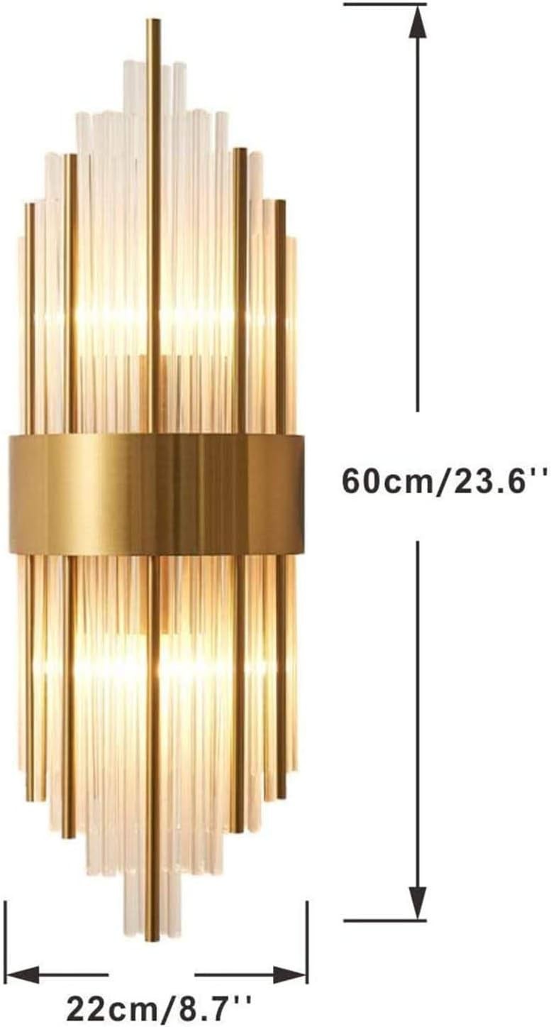 Crystal Wall Sconce Light Modern Gold Art Deco Fixture Lamp Pair E14