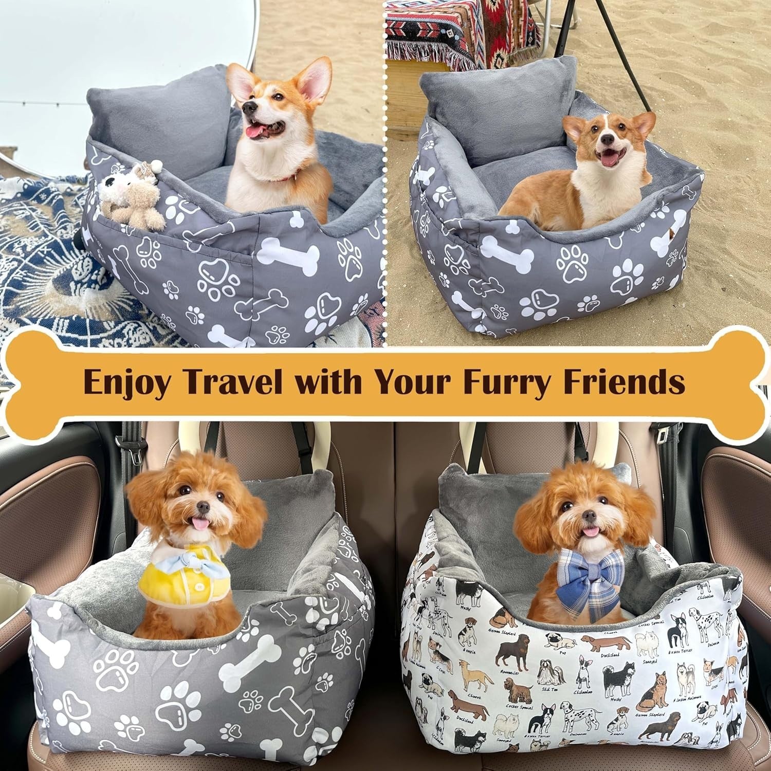 Pet Dog Booster Car Seat Bed Washable Travel Carrier for Small Dogs