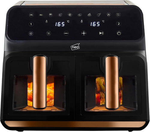 Dual Zone Air Fryer 8.5L Double Drawer Window 1700W Digital Oil Free