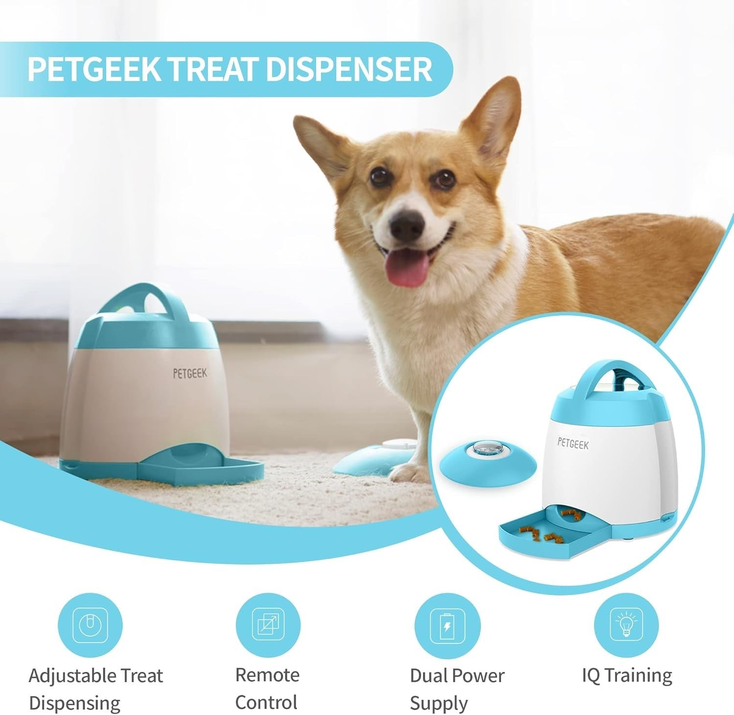 Interactive Dog Treat Dispenser Remote Training Toy IQ Puzzle Feeder