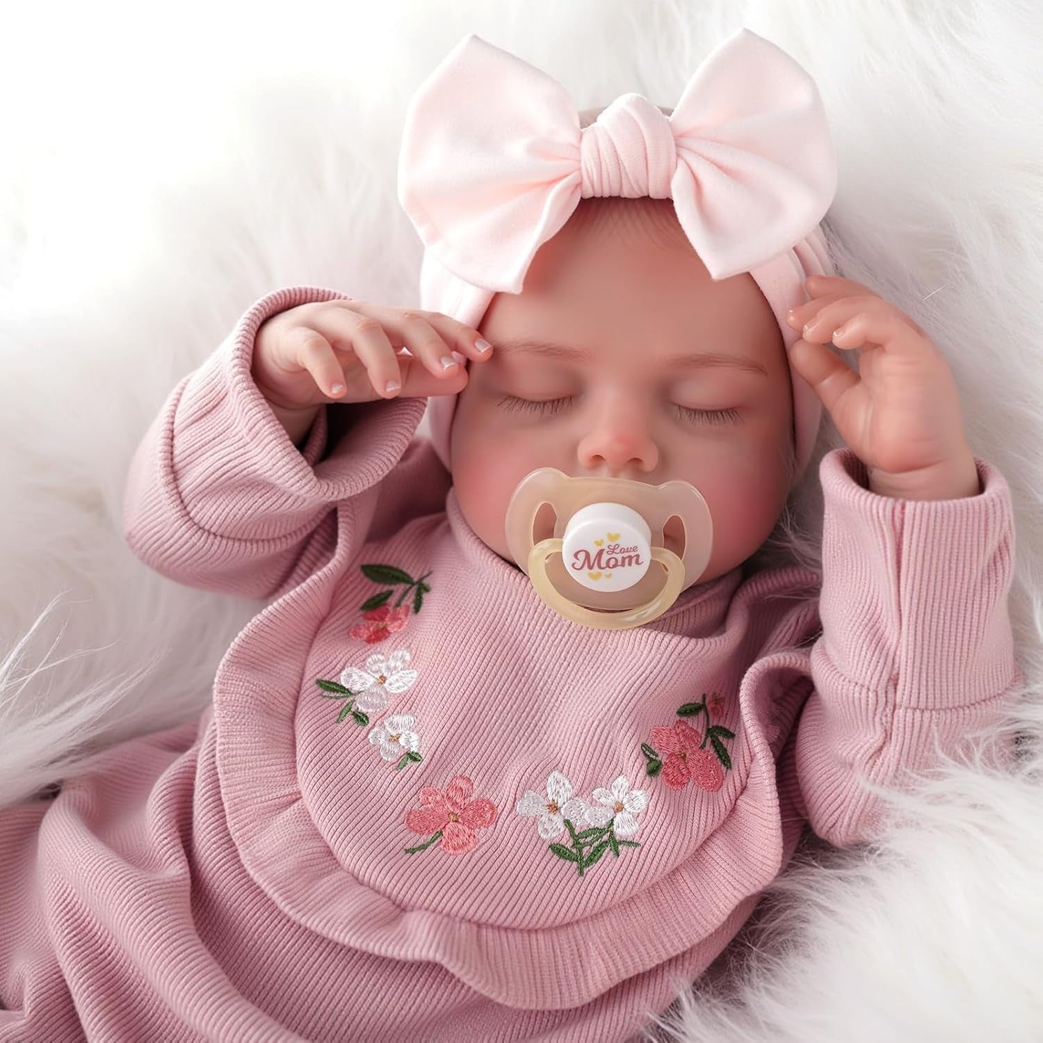 20” Reborn Baby Doll Sleeping Girl Soft Body Pink Outfit