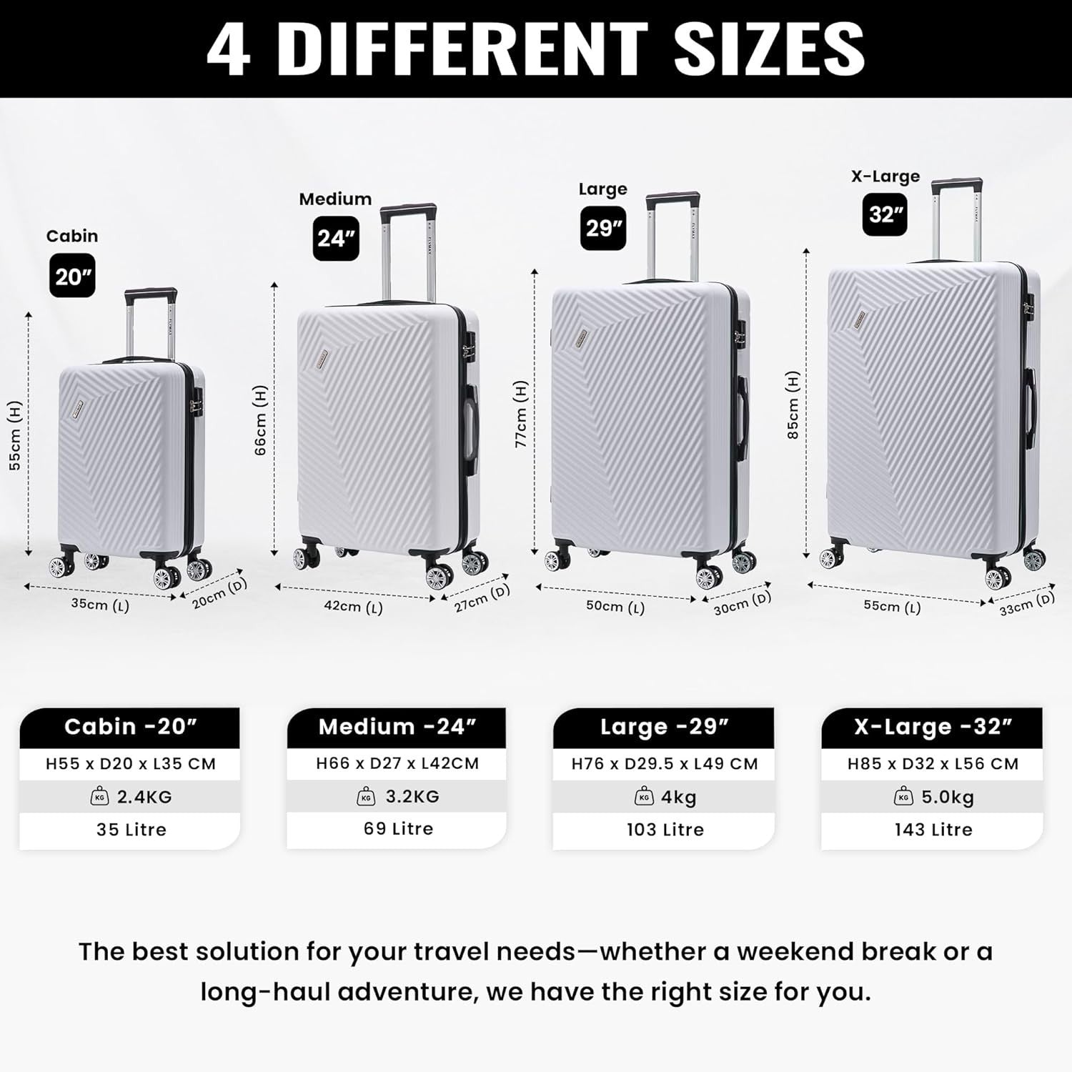 Large 29” ABS Hard Shell Suitcase Lightweight 4 Wheel Check In Lock