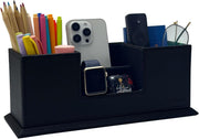 Leatherette Desk Organiser with Dual Pen & Card Holder – Office Desk