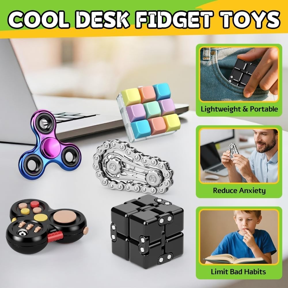 Fidget Toy Set Stress Relief Desk Gadgets Spinner Cube Clicker