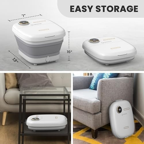 Luxury Heated Foot Spa Massager with Bubbles Lights Timer Large Size