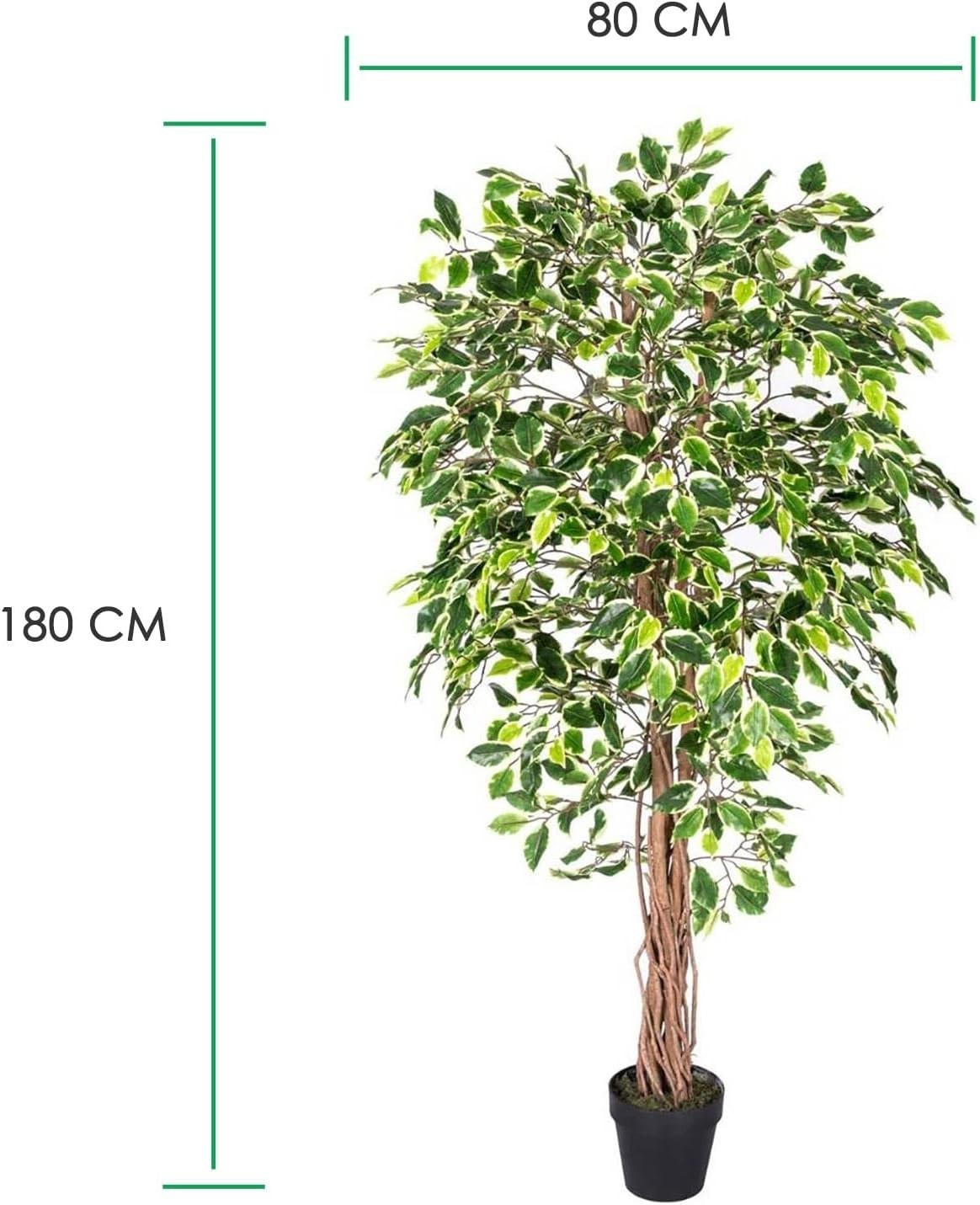 6ft Variegated Ficus Tree Artificial Plant Real Wood Trunk Lifelike Indoor Decor