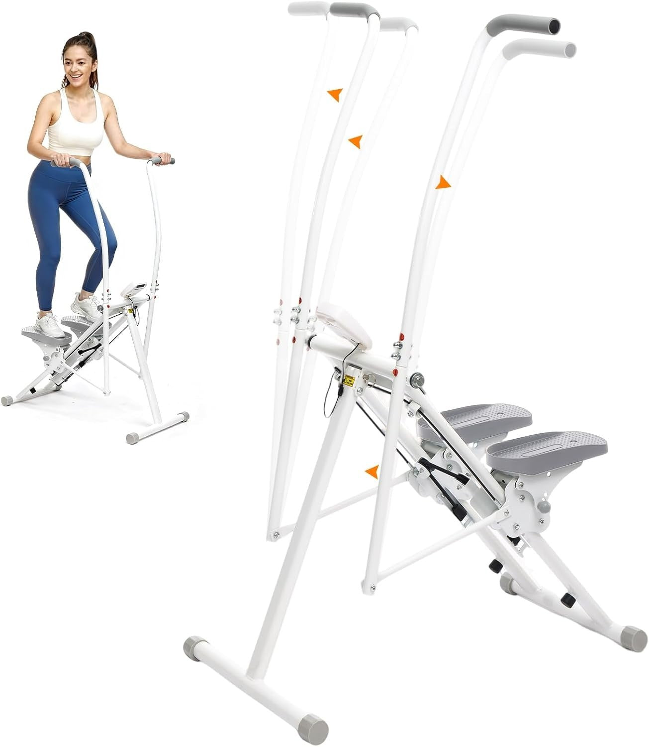 Cross Trainer Stepper, Home Fitness Climber with Handrails & LCD Monitor
