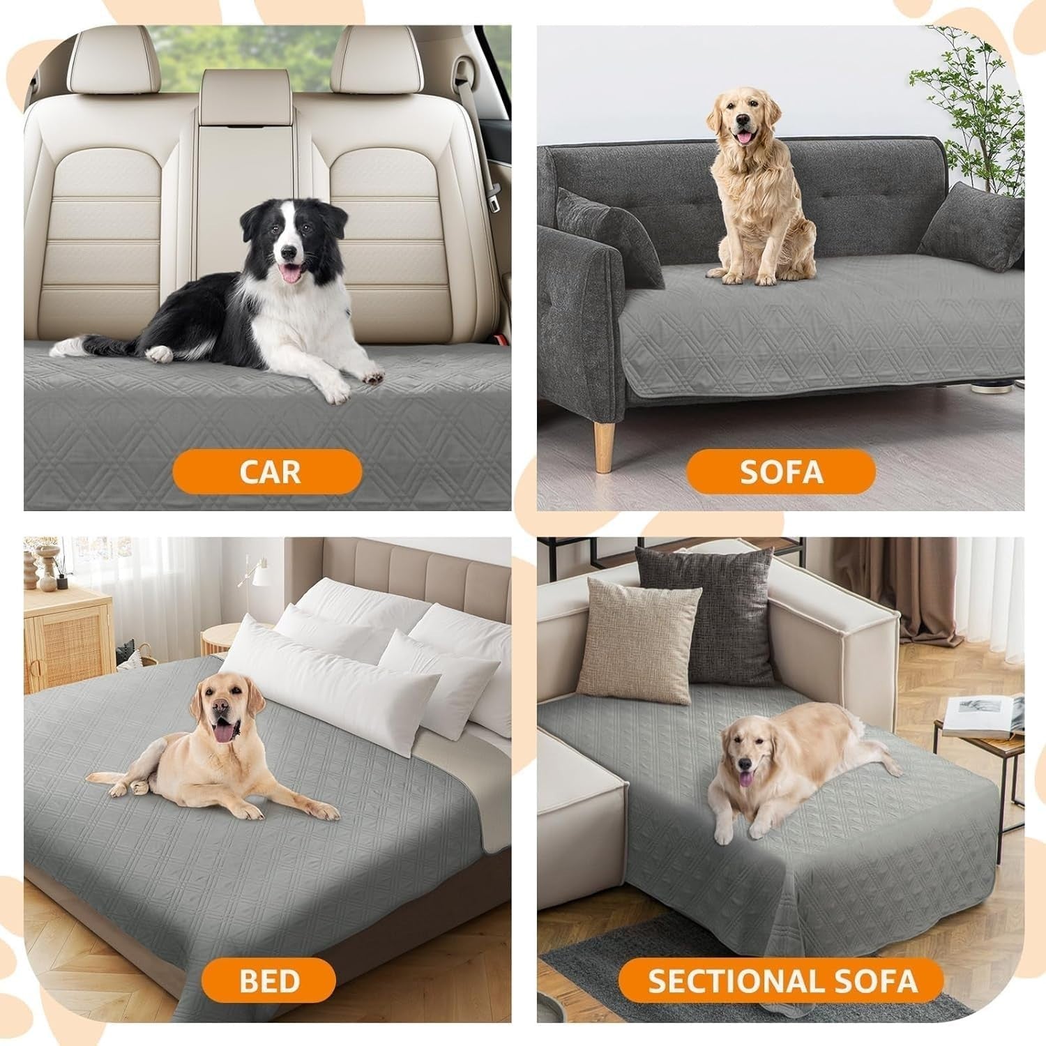 Waterproof Dog Blanket Couch Cover 137x208cm Anti-Slip Grey