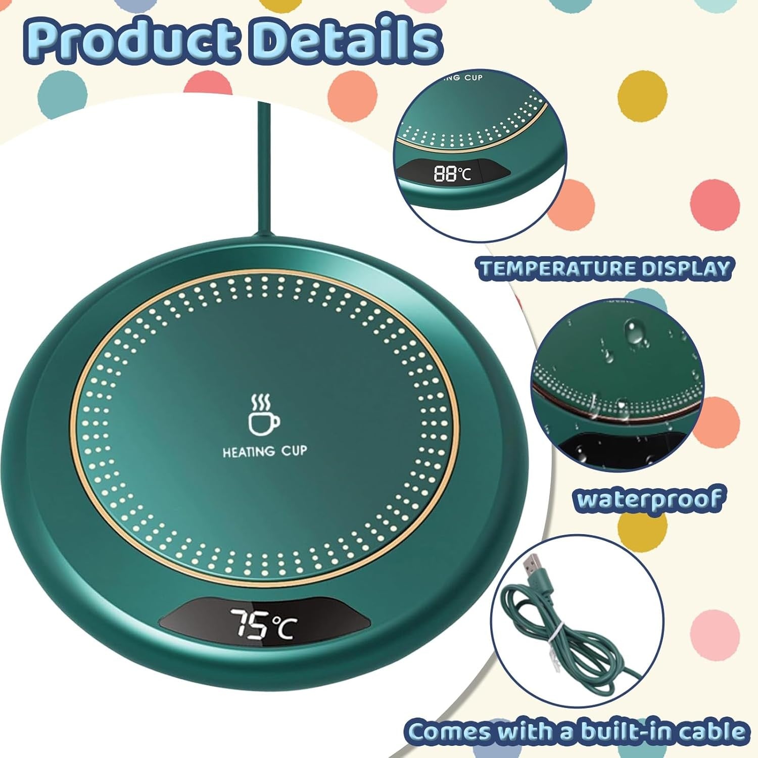 Coffee Mug Warmer 3 Speed Desk Cup Heater Touch Control