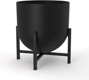 Black Metal Planter with Stand 22cm Modern Indoor Flower Pot Home Decor
