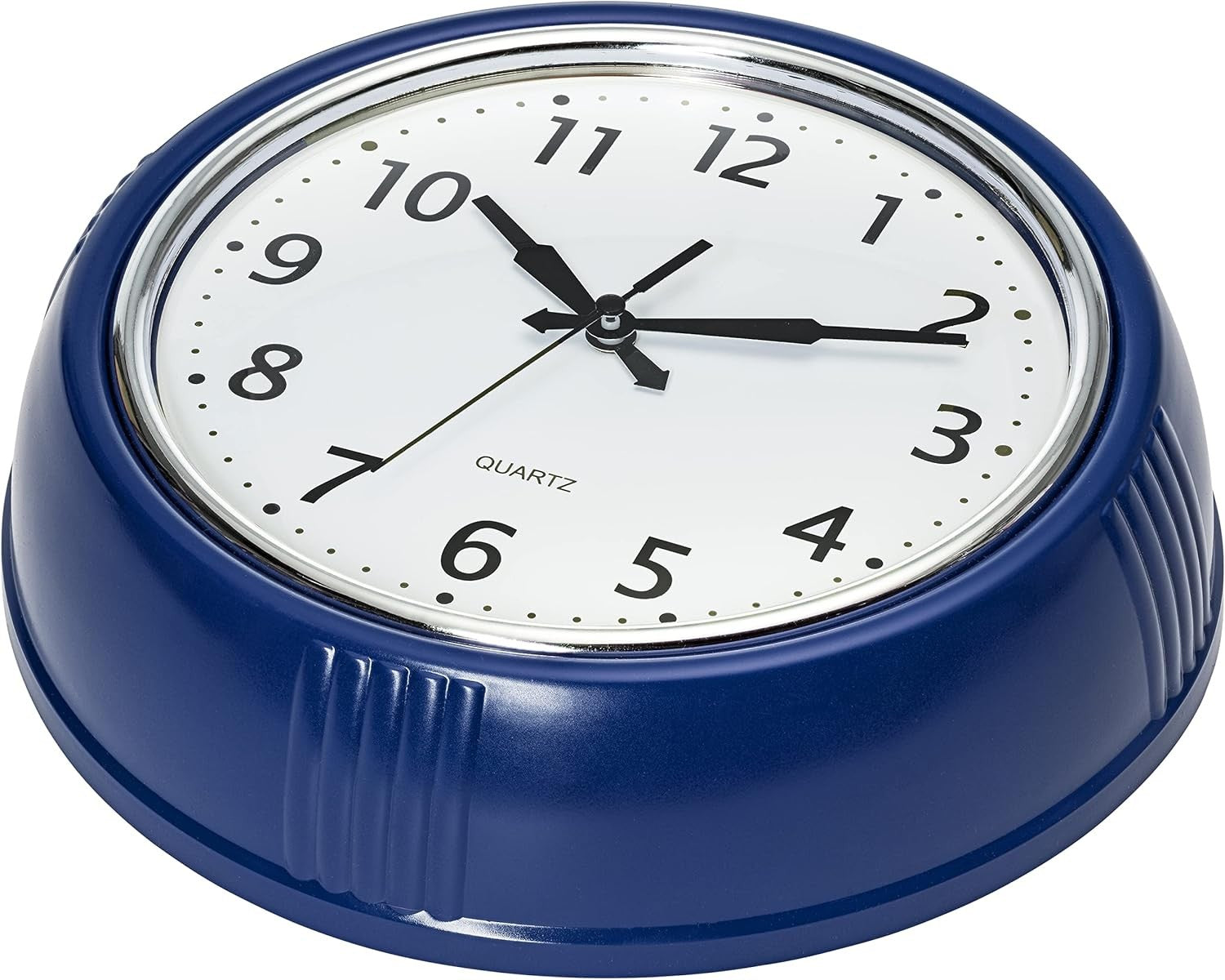 Retro 9.5" Navy Blue Wall Clock Vintage Silent Quartz Easy-Read Home Kitchen