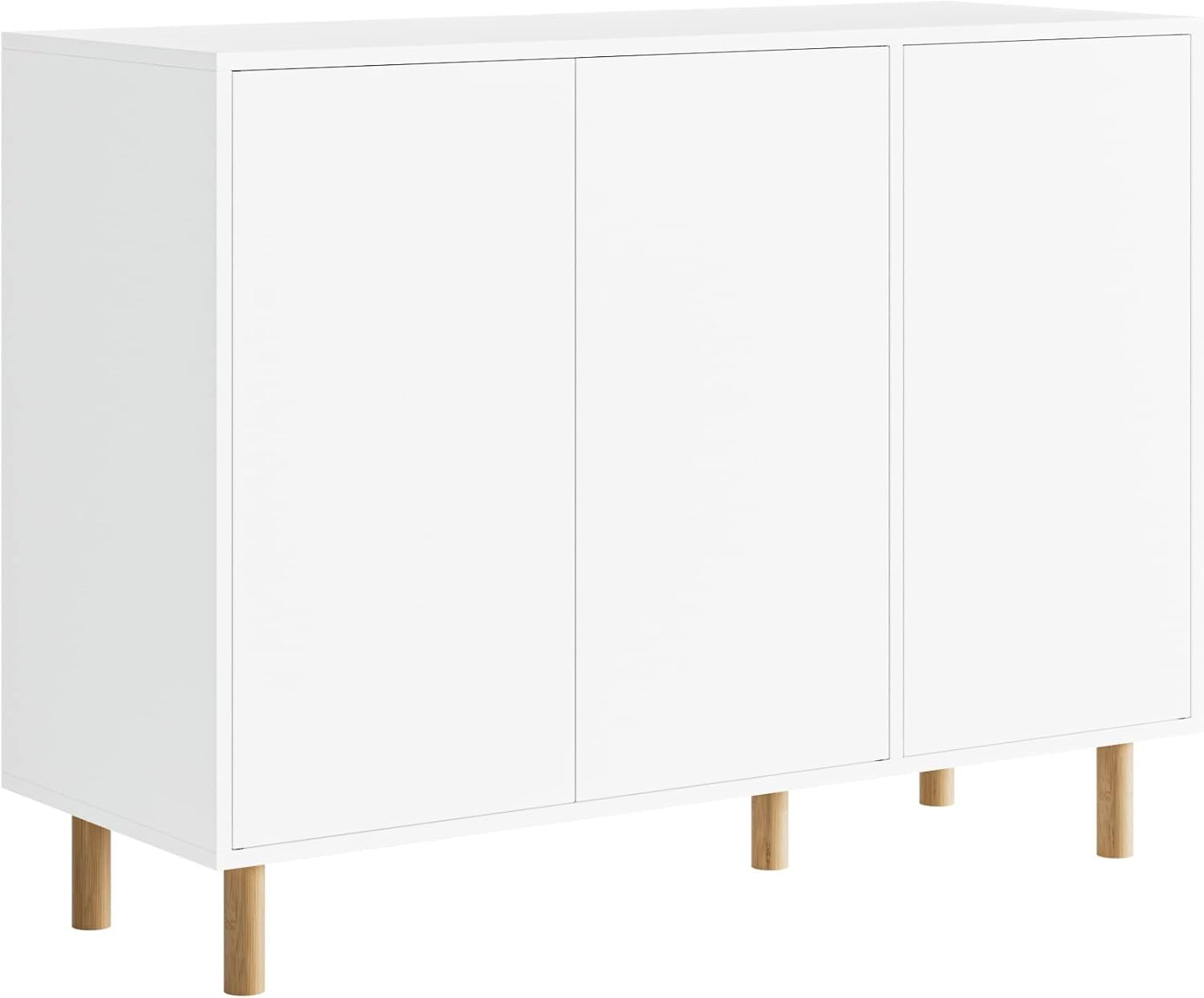 White Sideboard Cabinet 3 Door Storage Unit Adjustable Shelves 107cm Wide