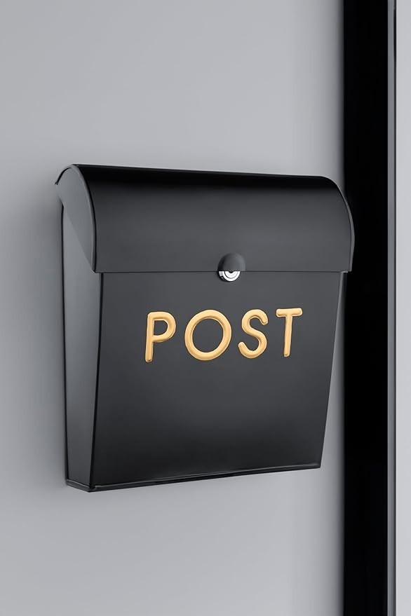 Lockable Wall Mounted Mailbox Black – Weatherproof, Secure, Easy Install, Modern