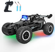 High-Speed 2WD RC Car for Kids with LED Lights & 2 Batteries – Black