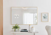 Large Gold Wall Mirror 120x80cm Modern Rectangular Glam for Hall or Lounge