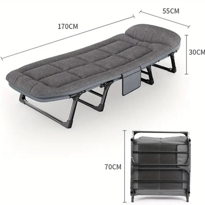 Foldable Sofa Bed Single Extra Large Lounge Camping Guest Bed With Pillow Grey